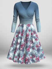 Women's Vintage Floral Art Mosaic Maxi Dress