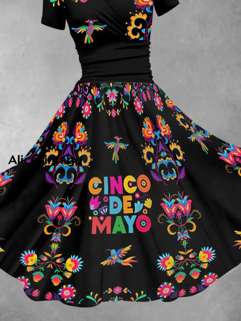 Women's Mexico Cinco De Mayo Floral Art Printed Dress main image 1