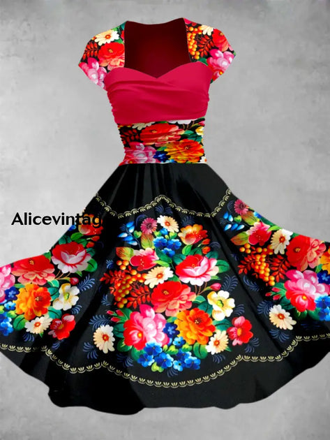 Cinco De Mayo Art Print V-Neck Short Sleeve Vintage Midi Dress main image 1