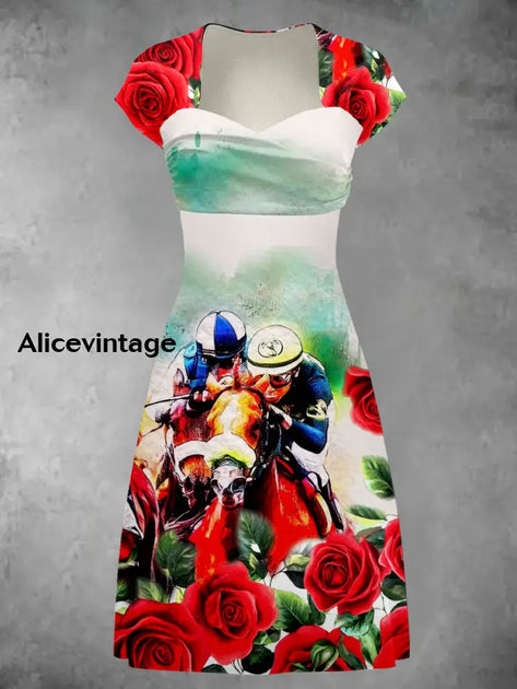 Derby Day Horse Art Print Vintage Suspender Dress Derby Dress main image 1