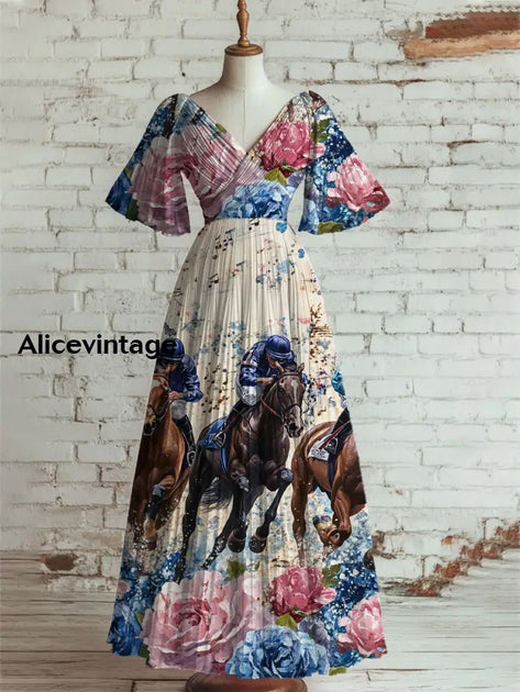 Derby Art Print Short Sleeve Vintage Dress Derby Dress main image 1