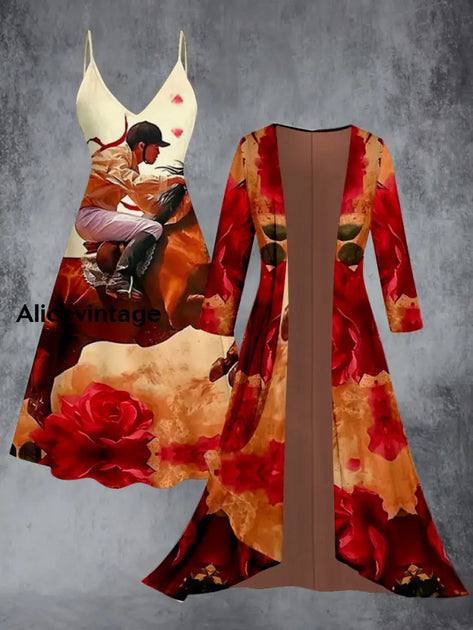Derby Art Print Vintage Elegant Slip Dress Two Piece Sets Derby Dress ...