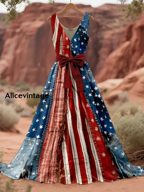 Retro Halloween Floral Art Print V-Neck Sleeveless Cotton Maxi Dress