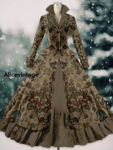 Retro Floral Print Vintage Elegant Lapel V-Neck Button Up Long Sleeve Top main image 0