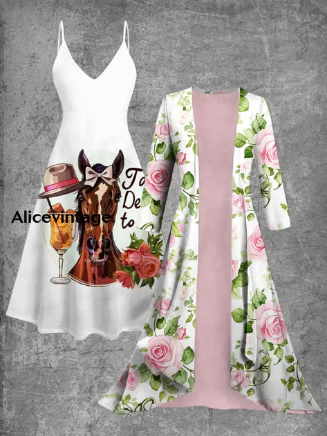 Virgen Maria Art Print Vintage Elegant Slip Dress Two Piece Sets