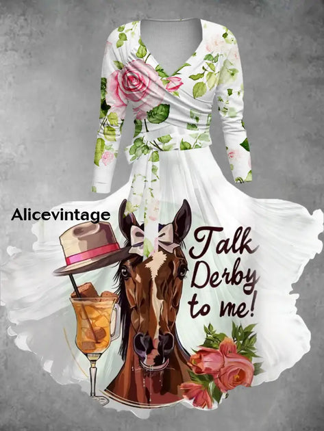 Derby Art Print Vintage Elegant Slip Dress Two Piece Sets Derby Dress main image 1