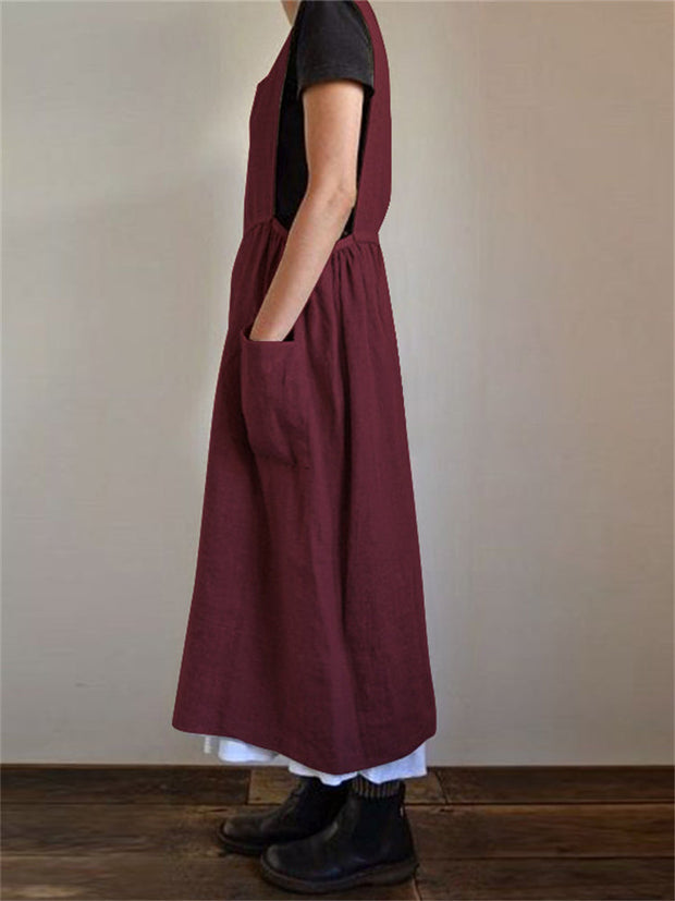 Casual Apron Dress With Pockets