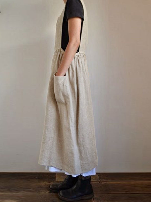 Casual Apron Dress With Pockets