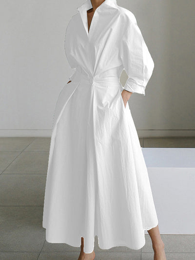 Women's Retro Print Long Sleeve V-Neck Maxi Dress