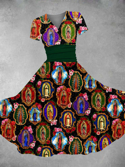 Lady of Guadalupe Print Retro Maxi Dress