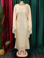 Gold Sequin Vintage Fashion Party Dress