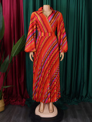 Rainbow Stripe Long Sleeve Vintage Dress