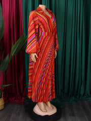 Rainbow Stripe Long Sleeve Vintage Dress