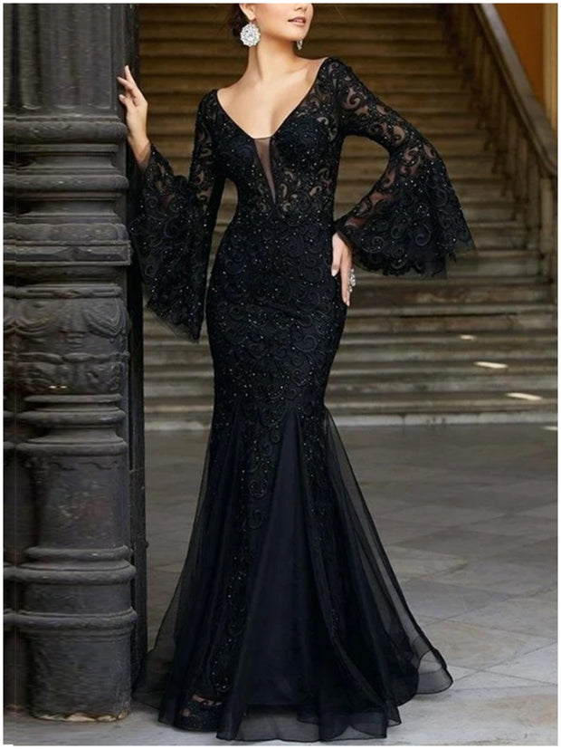 Elegant Sexy Slim Fit Fishtail Long Banquet Dress Evening Dress