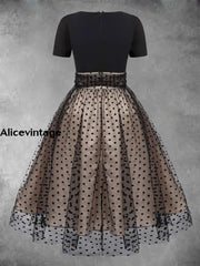 Black 1950S Polka Dot Vintage Swing Dress