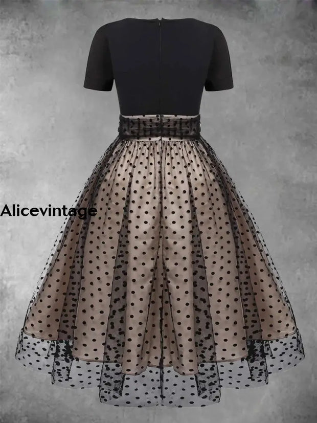 Black 1950S Polka Dot Vintage Swing Dress