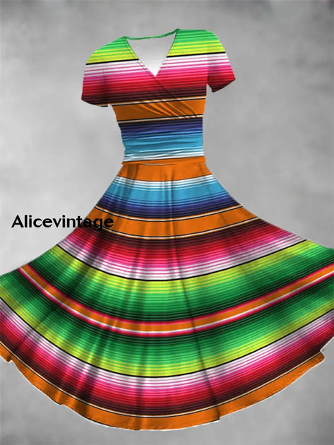 Cinco de Mayo Mexican Fiesta Floral Art Print Short Sleeve Vintage Dress main image 0