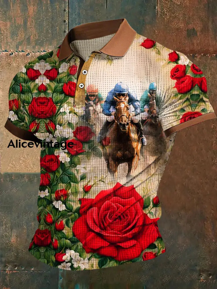 Derby Floral Art Print Short Sleeve Waffle Shirt A / S