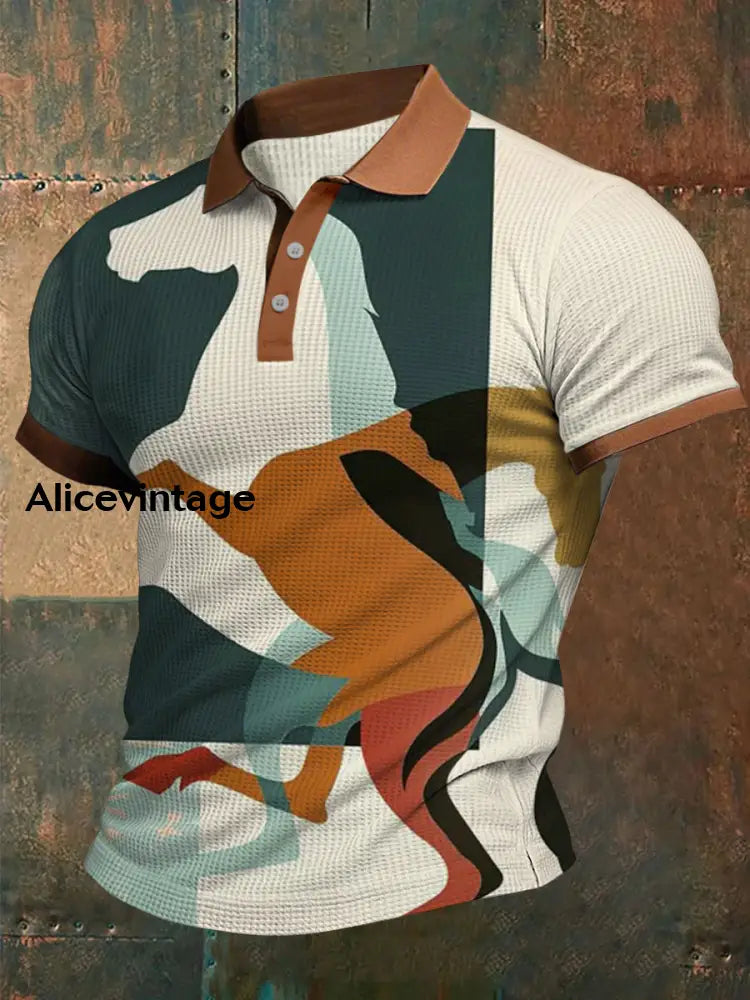 Derby Horse Art Print Short Sleeve Waffle Shirt A / S