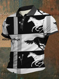 Derby Horse Art Print Short Sleeve Waffle Shirt A / S