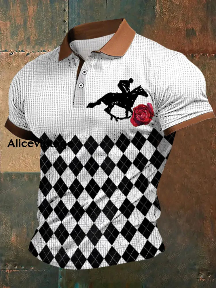 Derby Rose Art Print Short Sleeve Waffle Shirt A / S