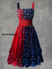 Independence Day Art Print Vintage Suspender Dress A / S