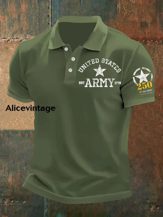 Man’s Retro U.S. Army Printed Shirt Army Green / S