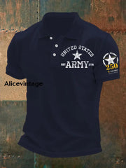 Man’s Retro U.S. Army Printed Shirt Navy Blue / S