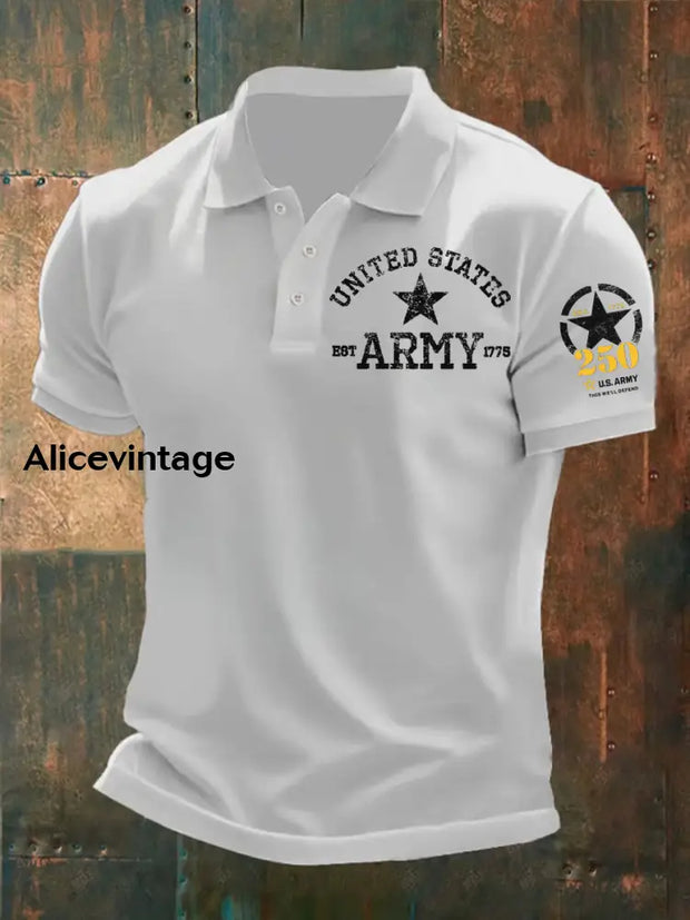 Man’s Retro U.S. Army Printed Shirt White / S