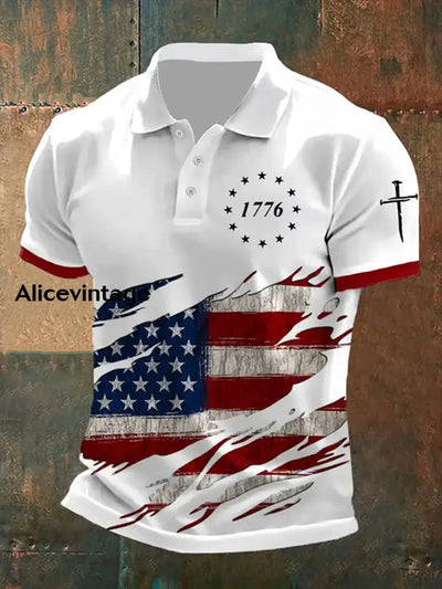Men’s Independence Day Art Print Casual Polo Shirt A / S