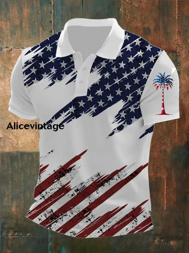 Men’s Independence Day Art Print Casual Polo Shirt A / S