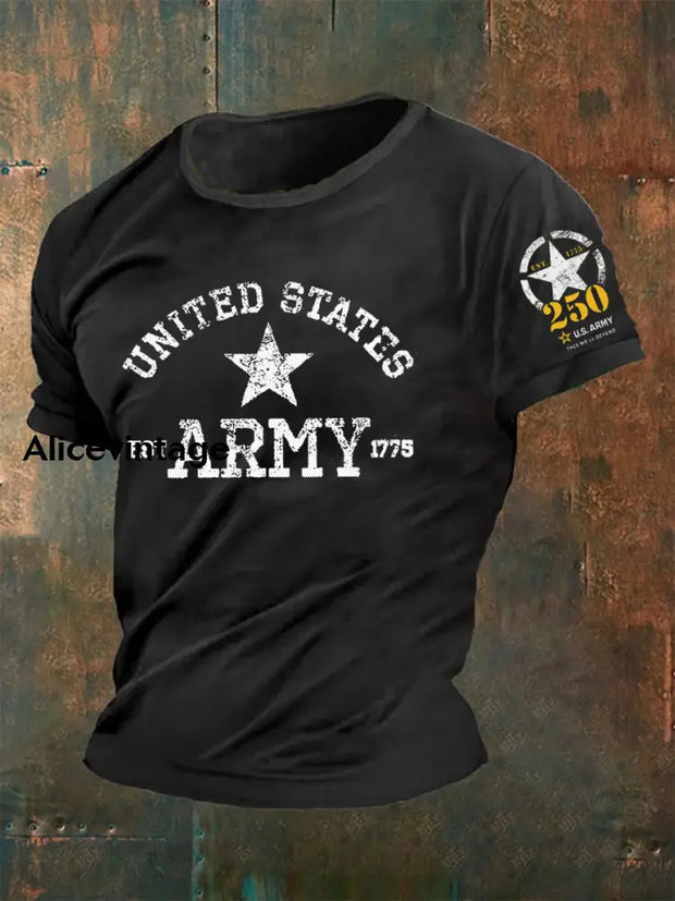 Men’s Retro U.S. Army Print T-Shirt Black / S