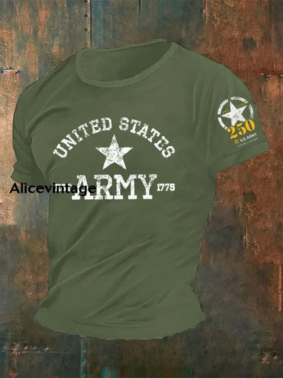 Men’s Retro U.S. Army Print T-Shirt Army Green / S
