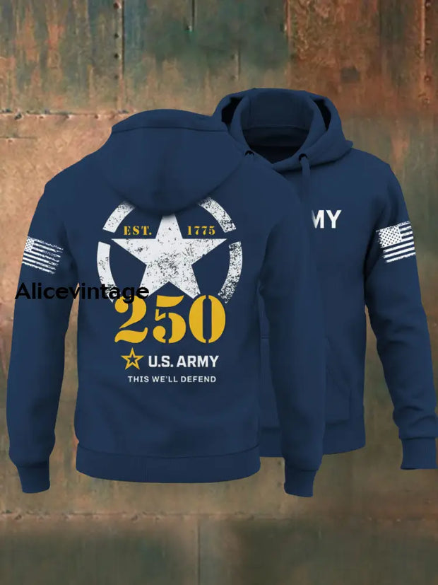 Men’s Vintage U.S. Army 250th Anniversary Hoodie Blue / S