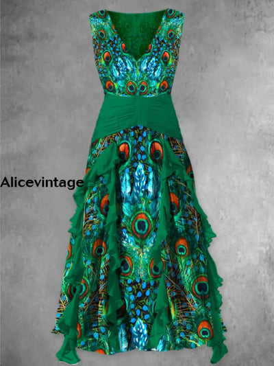 Brown Boho Peacock Dream Catcher Feather Dress