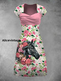 Retro Derby Day Art Print Short Sleeve Dress A / S