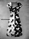 Retro Derby Day Print Short Sleeve Dress A / S