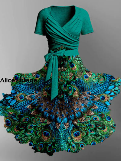 Peacock Feather Dress alicevintage Peacock Feather Dress alicevintage