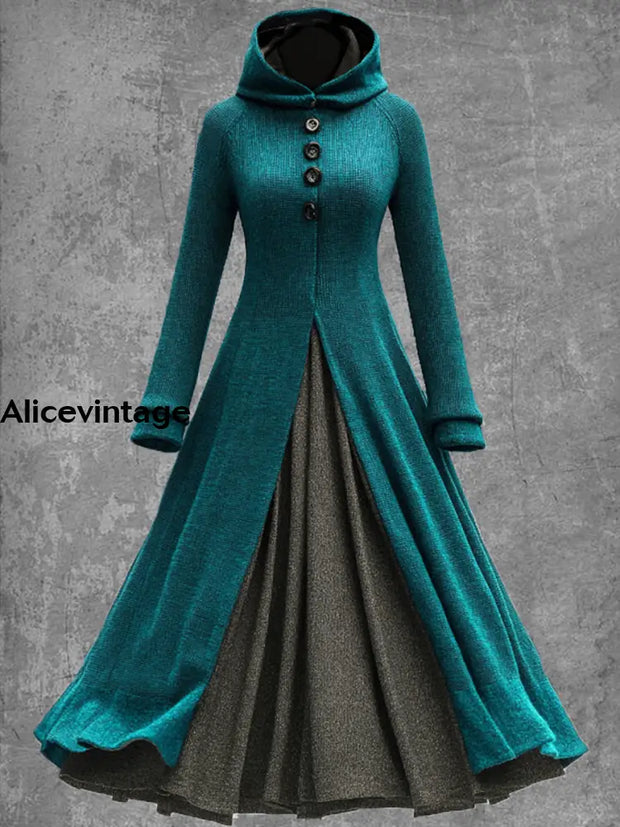 Solid Color Vintage Elegant Long Sleeve Maxi Dress