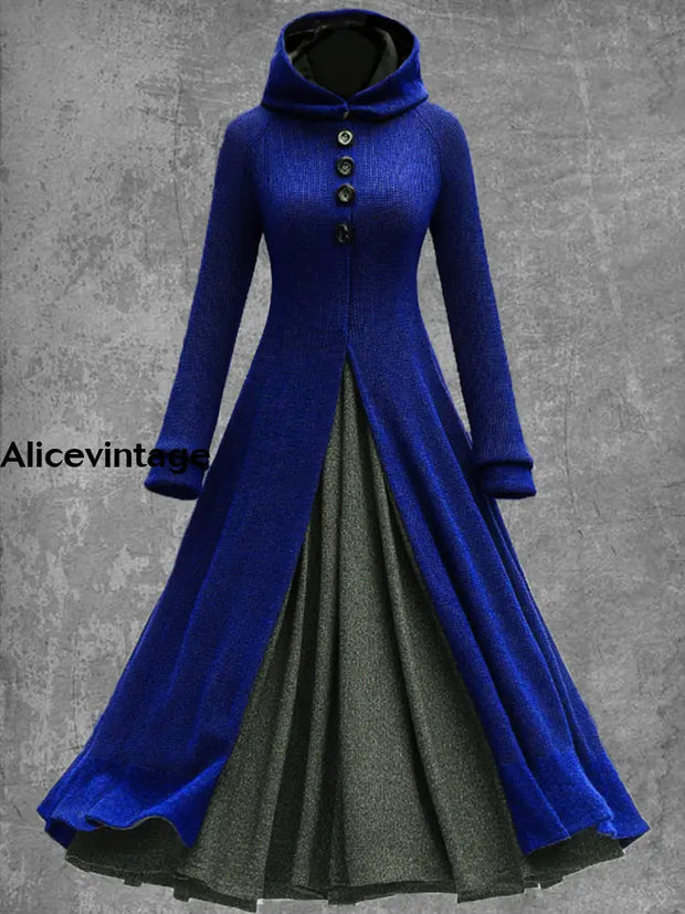 Solid Color Vintage Elegant Long Sleeve Maxi Dress