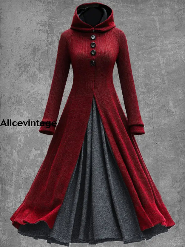 Solid Color Vintage Elegant Long Sleeve Maxi Dress