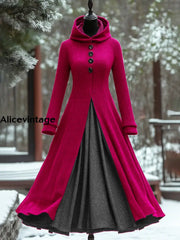 Solid Color Vintage Elegant Long Sleeve Maxi Dress D / S