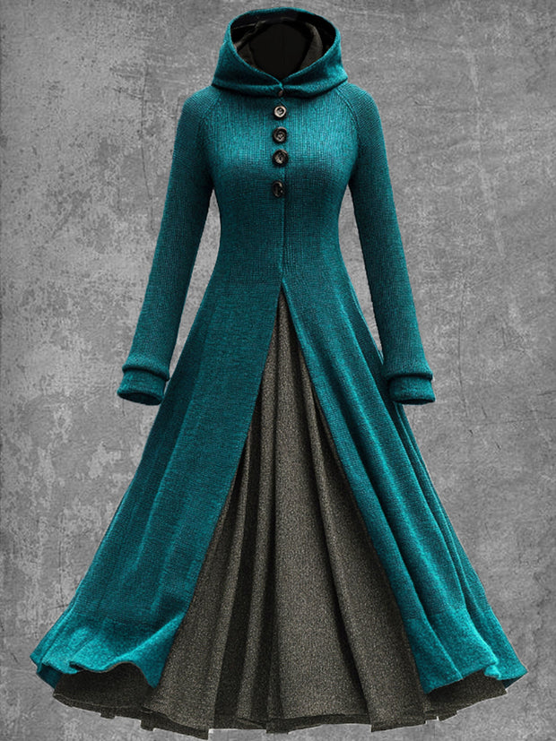 Solid Color Vintage Elegant Long Sleeve Maxi Dress