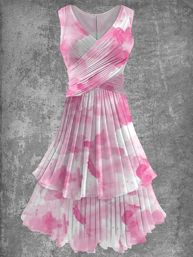 Abstract Color Print 50s Vintage Elegant Chic Sleeveless Midi Dress