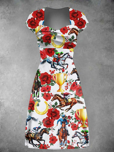 Women's Derby Horse Art Print Dress