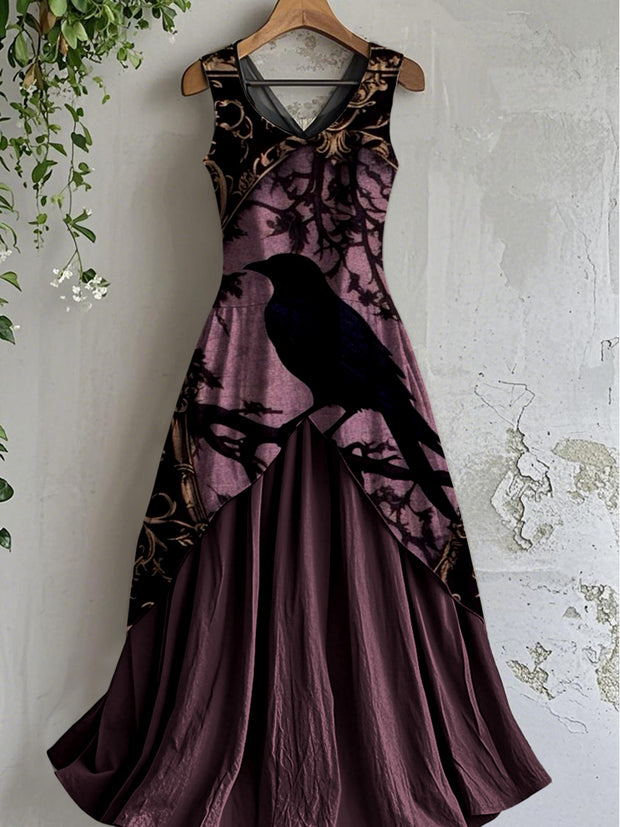 Womens Tribal Raven Art Sleeveless Dress