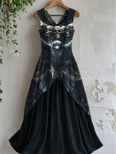 Womens Tribal Raven Art Sleeveless Dress