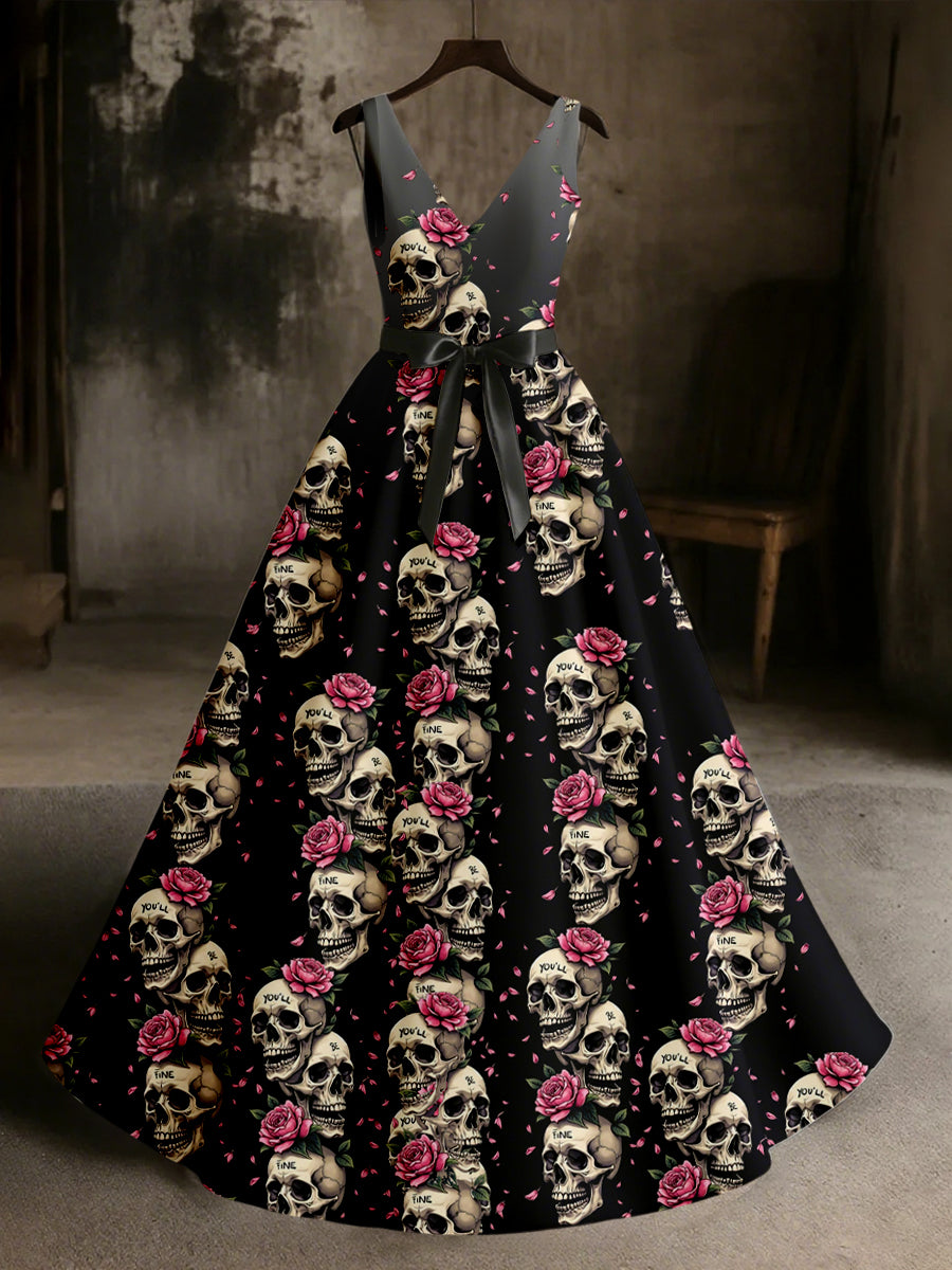 Women's Skull Art Print Dresss