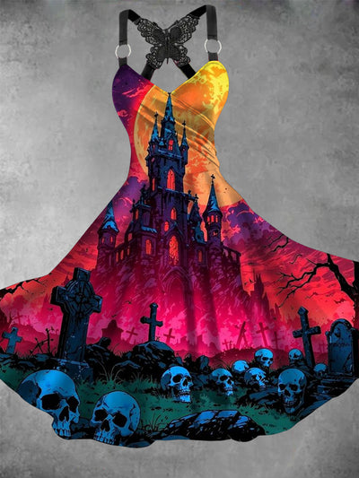 Women's Vintage Skull Art Casual Dress