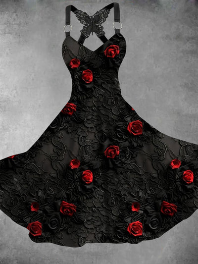 Women's Vintage Floral Art Casual Dress